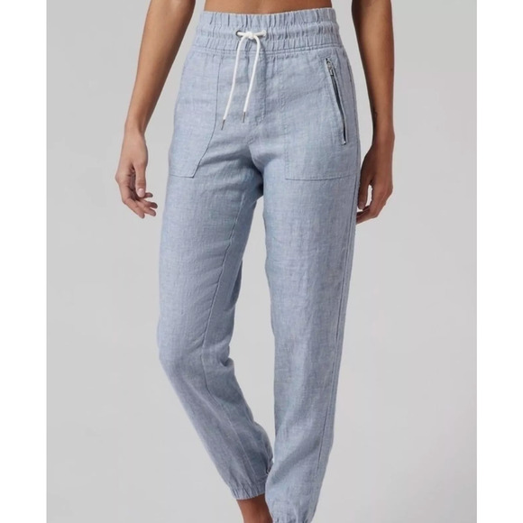 ATHLETA Cabo Linen Jogger Pants Chambray Blue Plus Size 26 NWT Beach Lounge - Picture 2 of 7